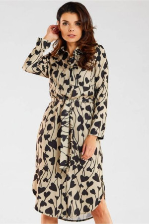 Awama Sukienka Model A465 Beige/Black Hearts L