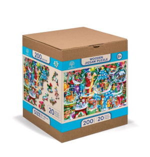 Drewniane Puzzle z figurkami – Świąteczne śnieżki,