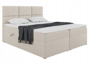 Łóżko boxspring 140x200 beżowe z pojemnikiem