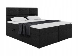 Łóżko boxspring 180x200 czarne loft z pojemnikiem