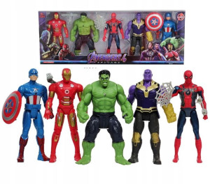 5 Dużych Figurek Avengers Hulk Spiderman Iron 19cm