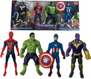 4x Zestaw Figurek Avengers Postacie Led Duże 19cm