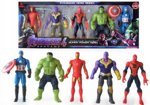 5 Figurki Avengers Hulk Iron Man Kapitan Dioda Led