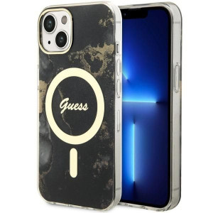 Guess Guhmp14shtmrsk Iphone 14 6.1" Czarny/black Hardcase Golden Marble Mag