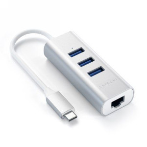 Adapter Hub Satechi Aluminium Hub 2in1 Usb-c (3x Usb-a, Ethernet) (silver)