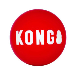 KONG Signature Ball L (8cm) 2szt. - gładka, gumowa piłka dla psa, z piszcza