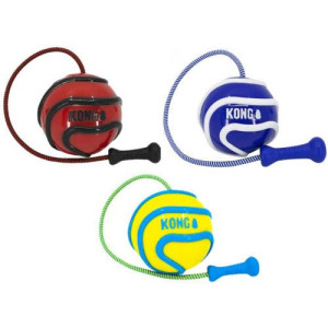 KONG Wavz Bunji Ball M 6cm - piłka dla psa z elastyczną linką, pływający ap