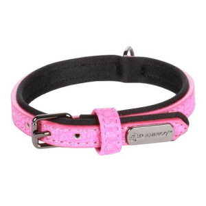 Flamingo Collar Leza Pink - obroża dla małego psa, z podszyciem, sztuczna s