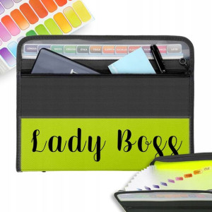 Teczka A4 ZIELONA Z Przegrodami LADY BOSS Wzory