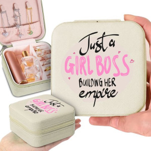 Pudełko Etui Na Biżuterię Beżowy GIRL BOSS Wzory