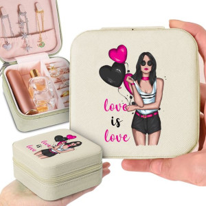 Pudełko Etui Na Biżuterię Beżowy LOVE IS LOVE Wz