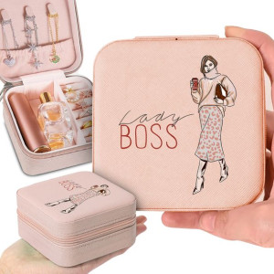 Pudełko Szkatułka Biżuterię Różowy LADY BOSS Wzory