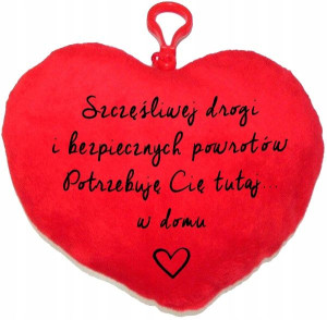 Brelok Pluszowe Serce Prezent SZCZĘŚLIWEJ DROGI Wz