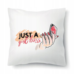 Poduszka Biała Na Prezent JUST A GIRL BOSS Wzory