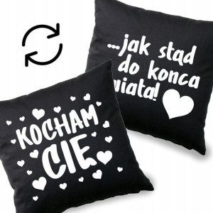Poduszka Czarna Prezent Walentynki KOCHAM CIĘ Wz