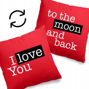 Poduszka Czerwona Prezent LOVE YOU TO THE MOON Wz