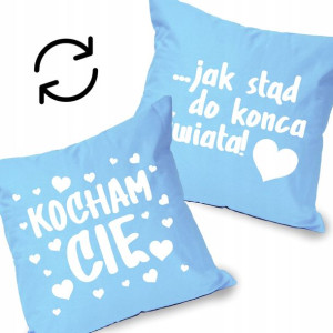 Poduszka Niebieska Na Walentynki KOCHAM CIĘ Wzory