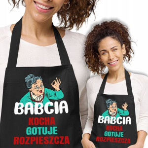 Fartuch Bawełniany Czarny Na Prezent DLA BABCI Wz