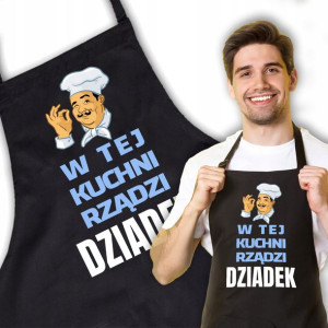 Fartuch Bawełniany W KUCHNI RZĄDZI DZIADEK Wzory