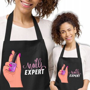 Fartuch Czarny Do Salonu NAILS EVERYTHING Wzory