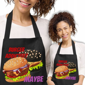 Fartuch Czarny Na Prezent BURGER ADDICTED Wzory