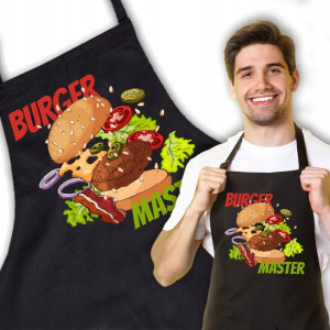 Fartuch Czarny Na Prezent BURGER MASTER Wzory