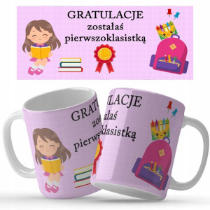 Kubek Biały Prezent DLA PIERWSZOKLASISTKI Wzory