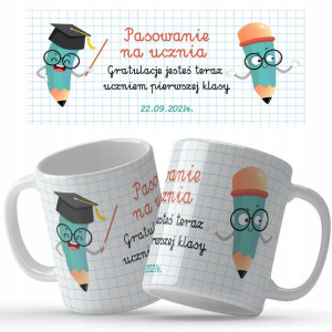 Kubek Biały Prezent DLA UCZNIA ŚLUBOWANIE Wzory