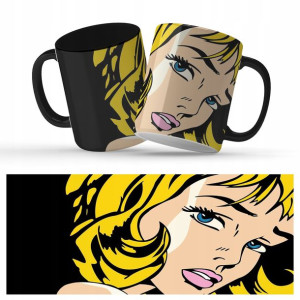 Kubek Czarny Prezent POP ART COMICS Kolorowe Wz