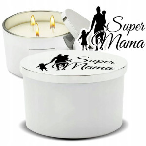 Świeca Prezent Na DZIEŃ MATKI Super Mama Wzory