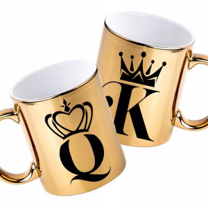 Zestaw 2 Błyszczących Kubków KING QUEEN +Gratis