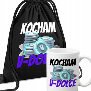 Zestaw Worek + Kubek Bambik KOCHAM V-DOLCE Wzory