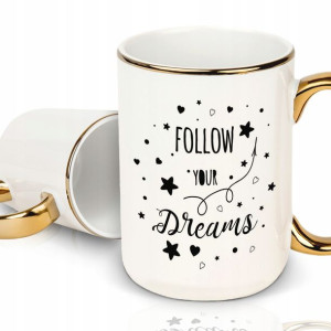 Duży Kubek XXL Gold Na Prezent FOLLOW DREAMS Wzory