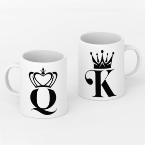 Komplet 2 Kubków dla Par na Walentynki KING QUEEN
