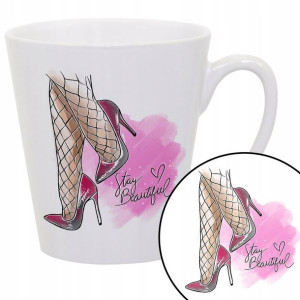 Kubek Biały Latte Małe Prezent STAY BEAUTIFUL Wz