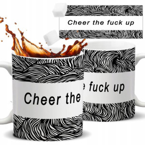 Kubek Biały Motywacyjny CHEER THE FUCK UP Wzory