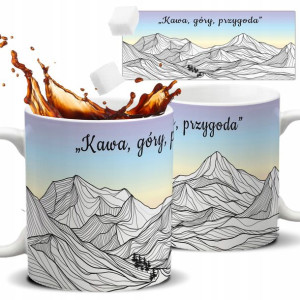 Kubek Biały Na Prezent KAWA GÓRY PRZYGODA Wzory