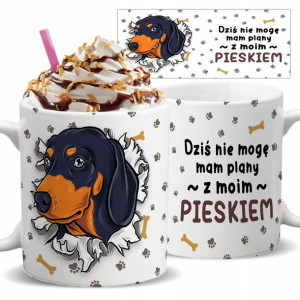 Kubek Biały Na Prezent MAM PLANY Z PIESKIEM Wzory