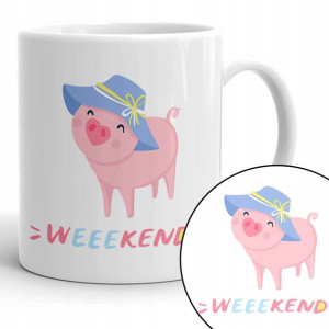 Kubek Biały Na Prezent Świnka WEEKEND Zabawne Wz