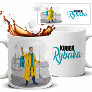 Kubek Biały Na Prezent Upominek DLA RYBAKA Wzory