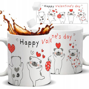 Kubek Biały Na Prezent Walentynki HAPPY DOG Wzory