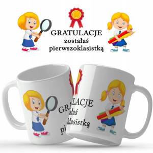 Kubek Biały Prezent DLA PIERWSZOKLASISTKI Wzory