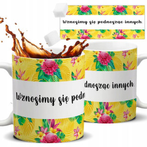 Kubek Biały Prezent Motywacyjne WZNIEŚ SIĘ Wzory