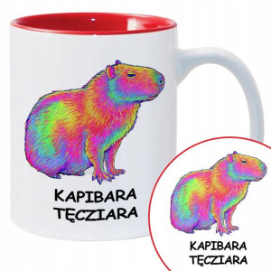 Kubek Czerwony Na Prezent KAPIBARA TĘCZIARA Wzory