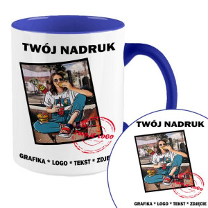 Kubek GRANATOWY Twoje Zdjęcie Grafika Napis Logo