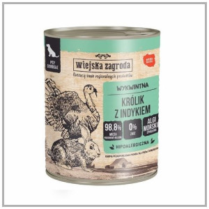 Wiejska Zagroda Królik z Indykiem 800 g Mokra Karma Dla Psa
