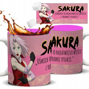 Kubek Różowy Dla Fana Anime Mangi SAKURA Wzory