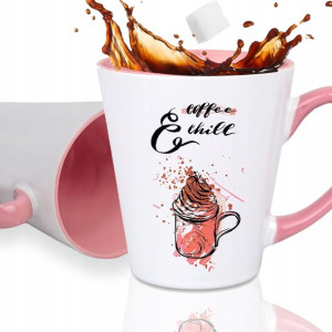 Kubek Różowy Latte Małe COFFEE AND CHILL Wzory
