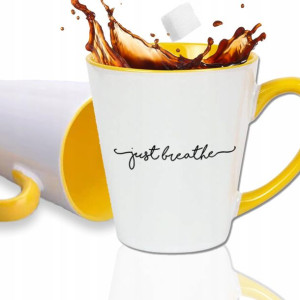 Kubek Żółty Latte Małe Prezent JUST BREATH Wzory