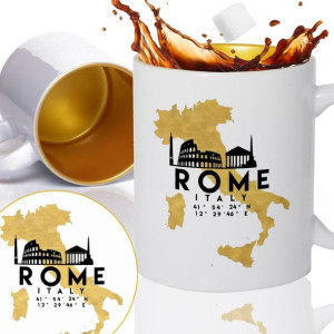 Kubek Złoty Na Prezent Miasta Świata ITALY Roma Wz